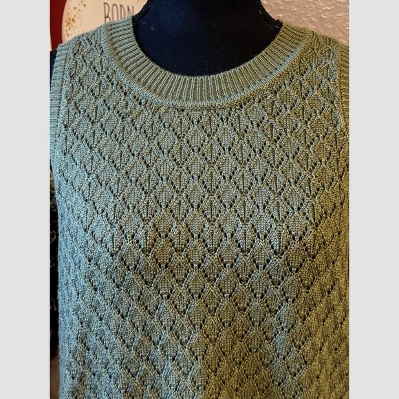 Grey Collective Sleeveless Sweater XL Green Acrylic Blend Relaxed Fit Knitted - Picture 6 of 6
